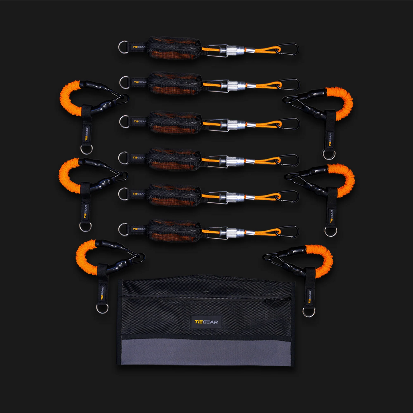 Tie Gear Awning 6 Pack – Guy Ropes + Soft Springs